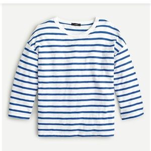 J Crew Three-quarter-sleeve slub cotton T-shirt in stripe XXL